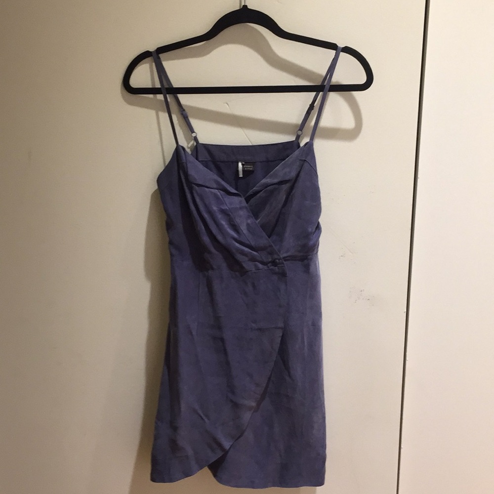 Dusty blue mini wrap dress
